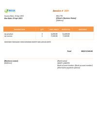 photography personal invoice template hk