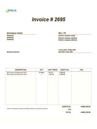 prepayment invoice template Hong Kong