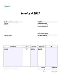 self-billing invoice template Hong Kong