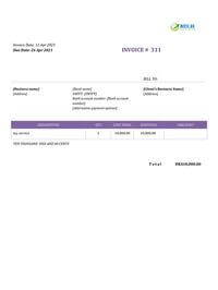 standard contractor service invoice template hk