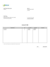 sole trader invoice template hk for services rendered