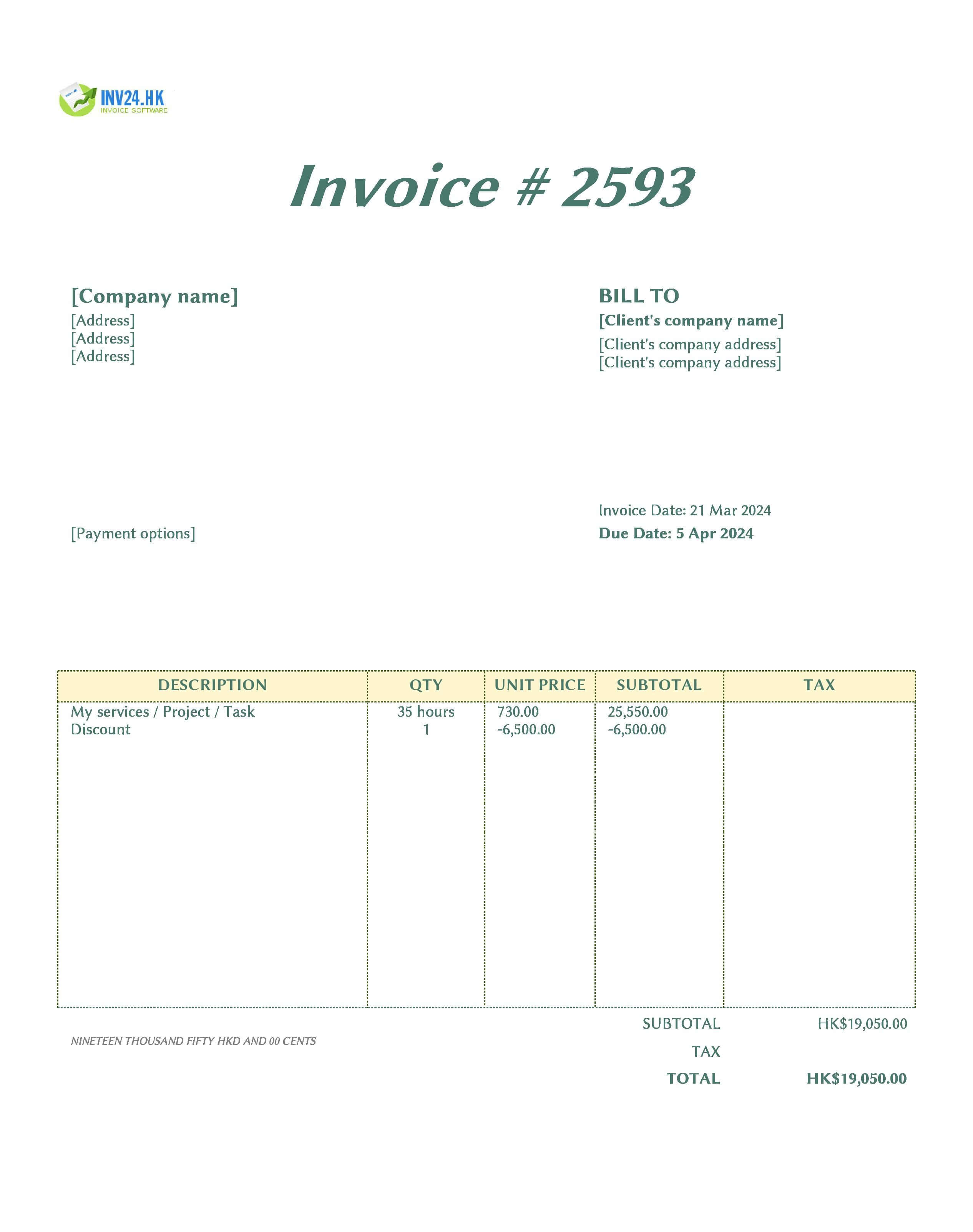 timesheet invoice example