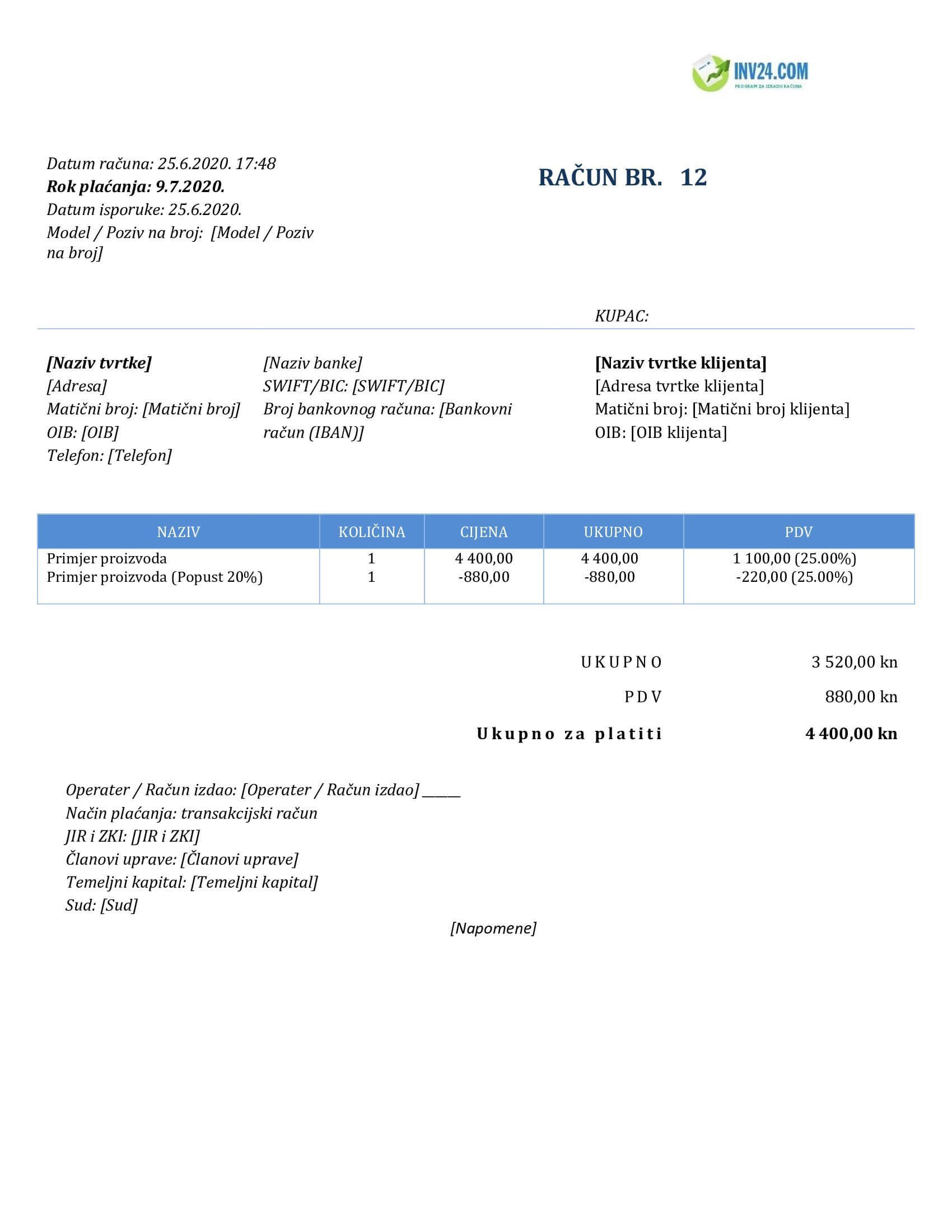 izrada računa u wordu izrada računa u wordu
