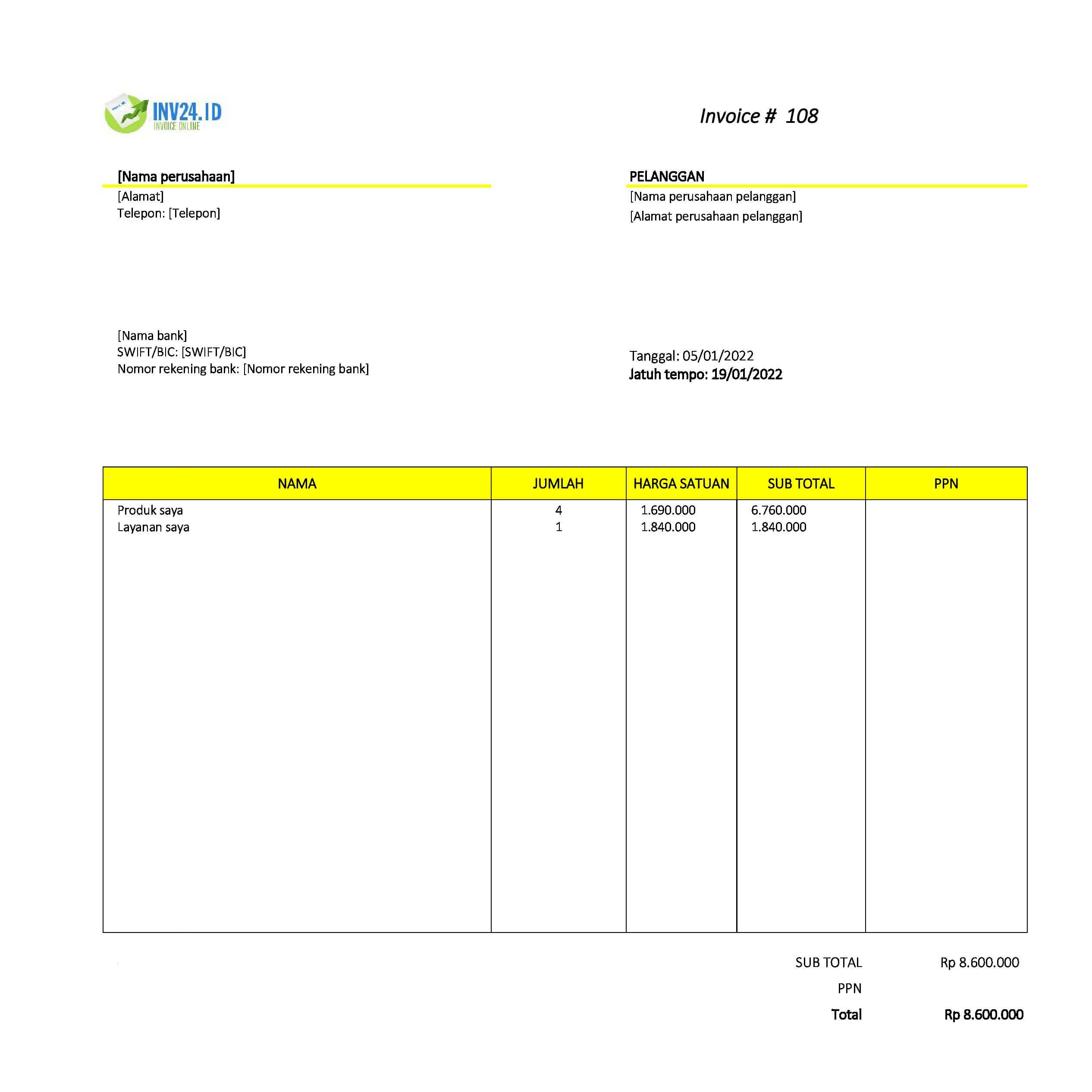 bentuk invoice