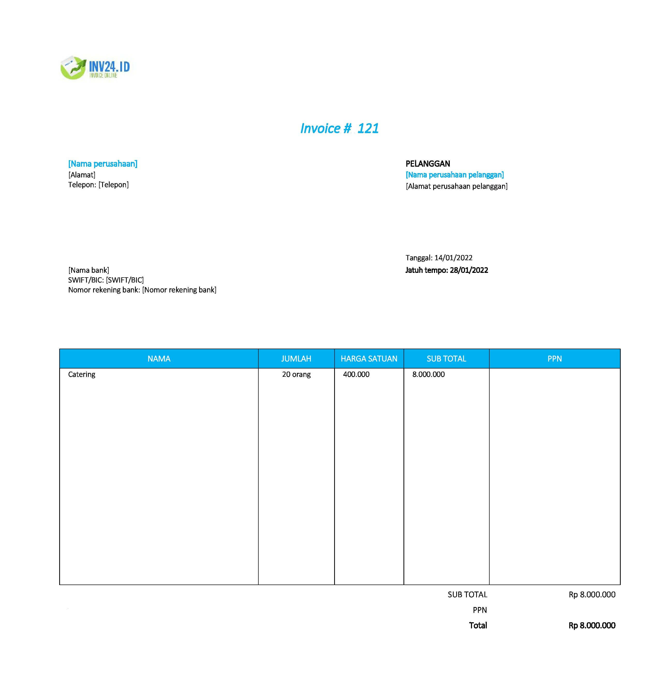 contoh invoice catering