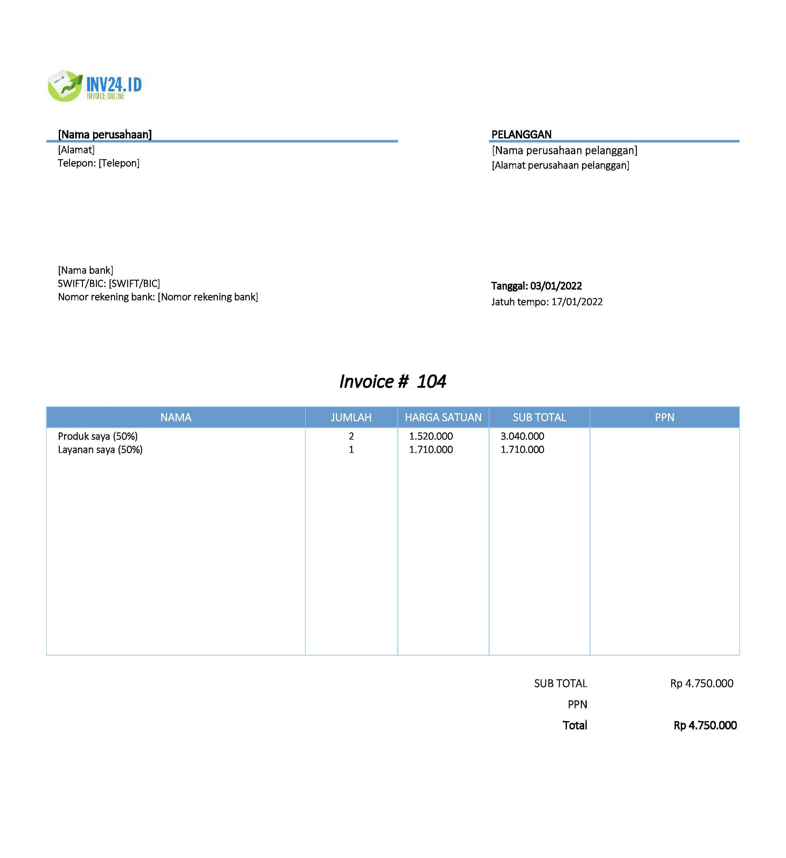 contoh invoice down payment contoh invoice down payment