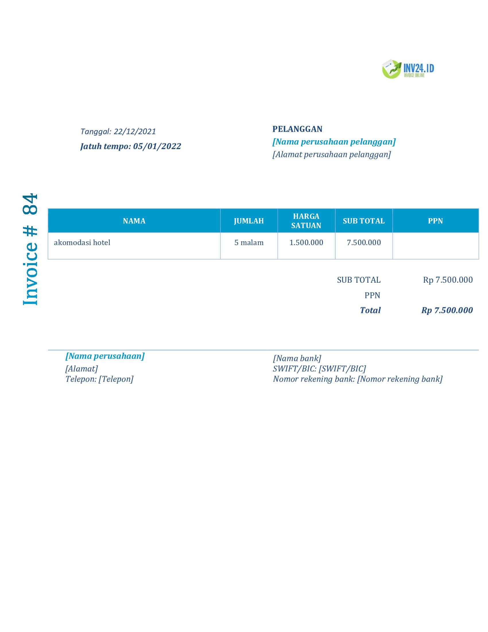 contoh invoice hotel contoh invoice hotel