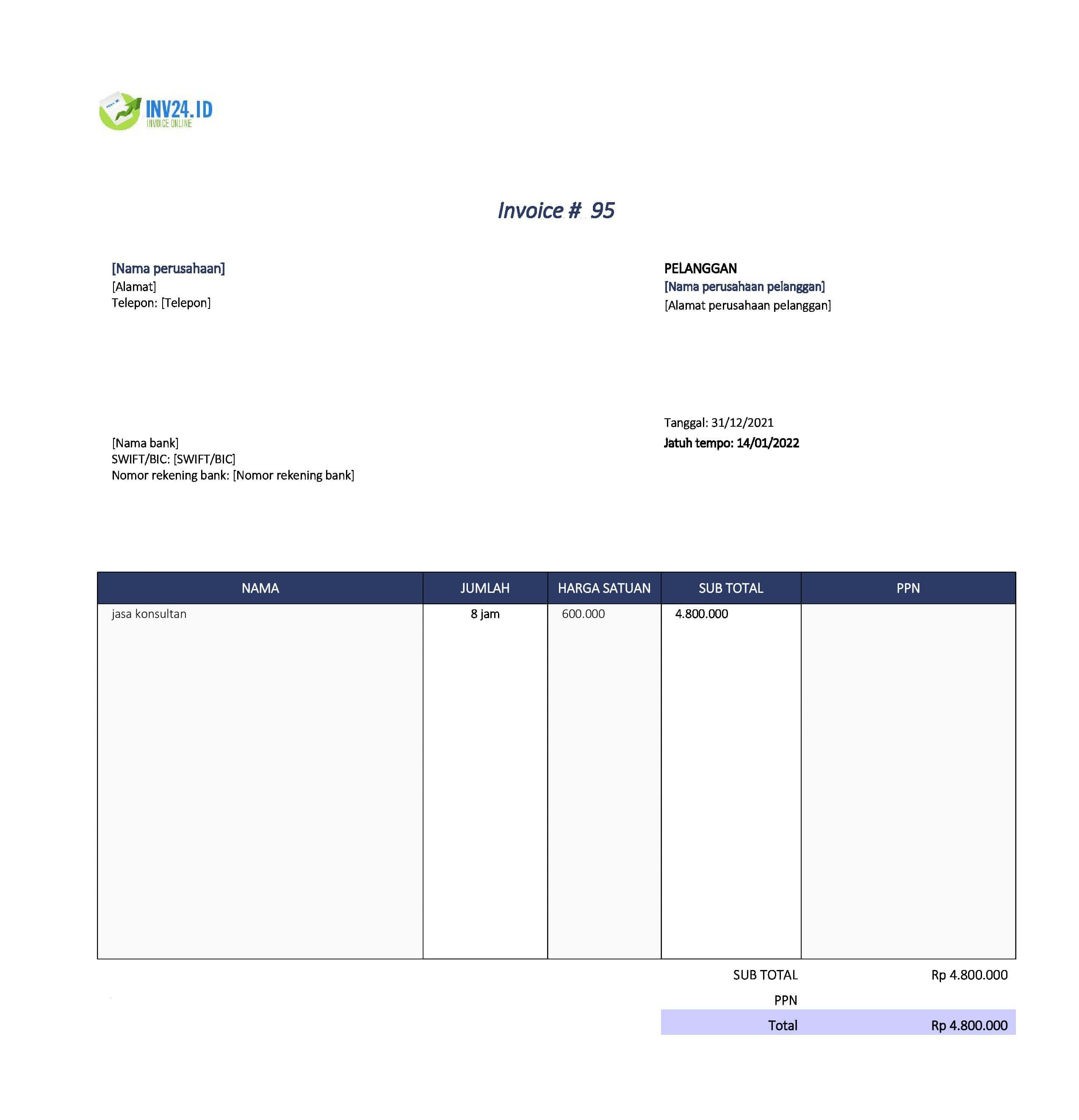 contoh invoice jasa konsultan