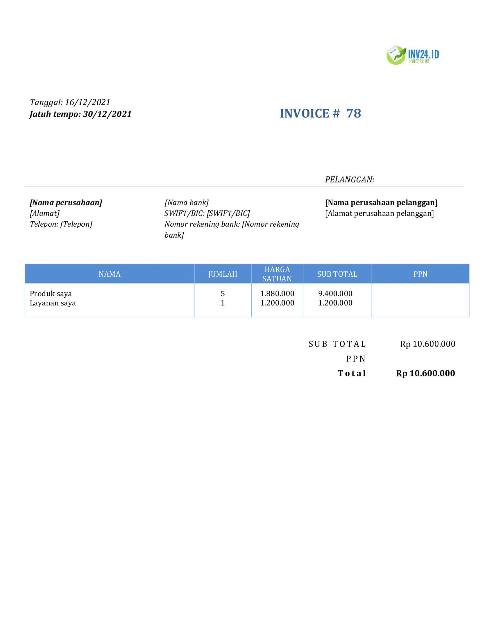 contoh invoice online