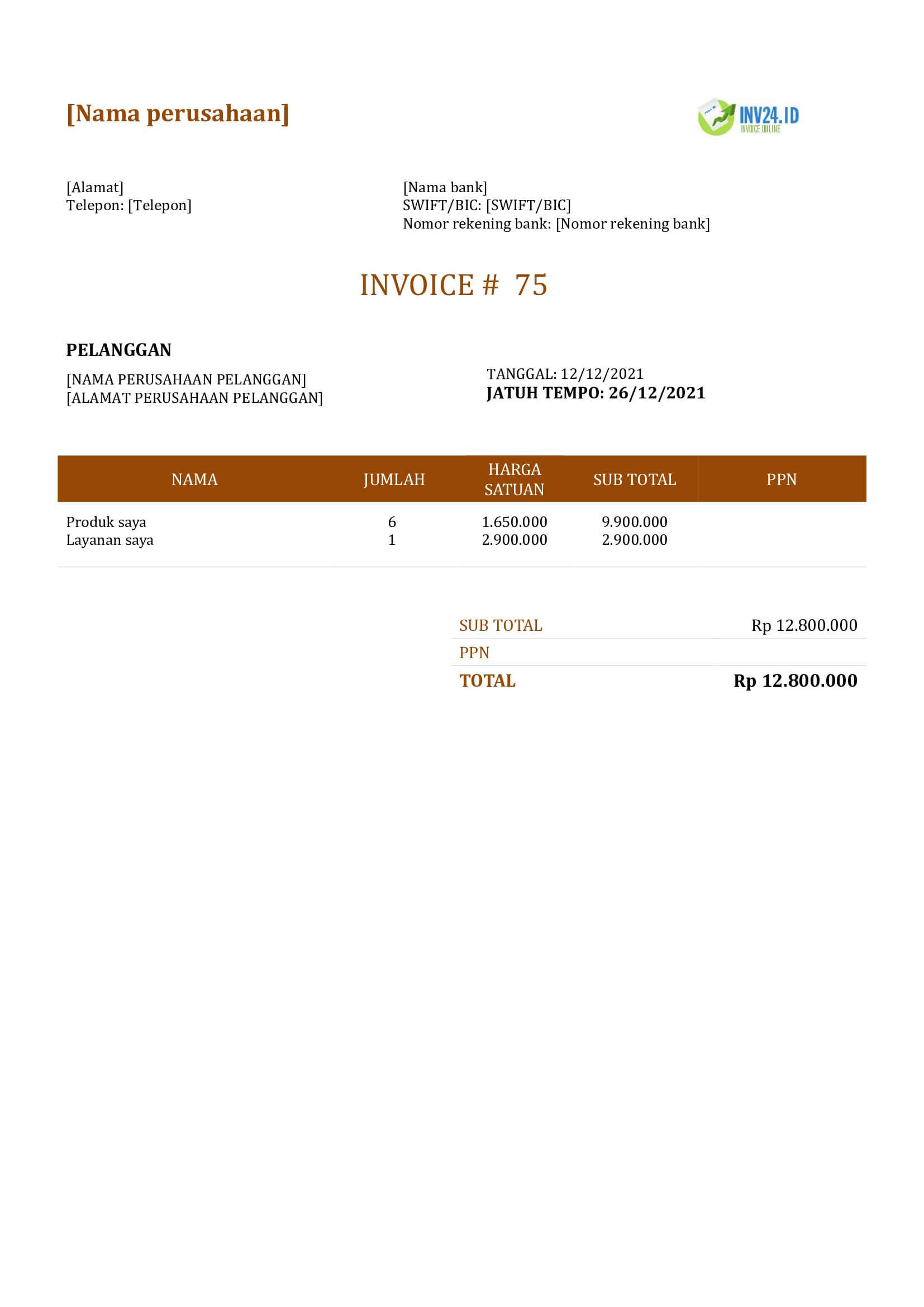 Contoh Invoice Pembayaran (Word)