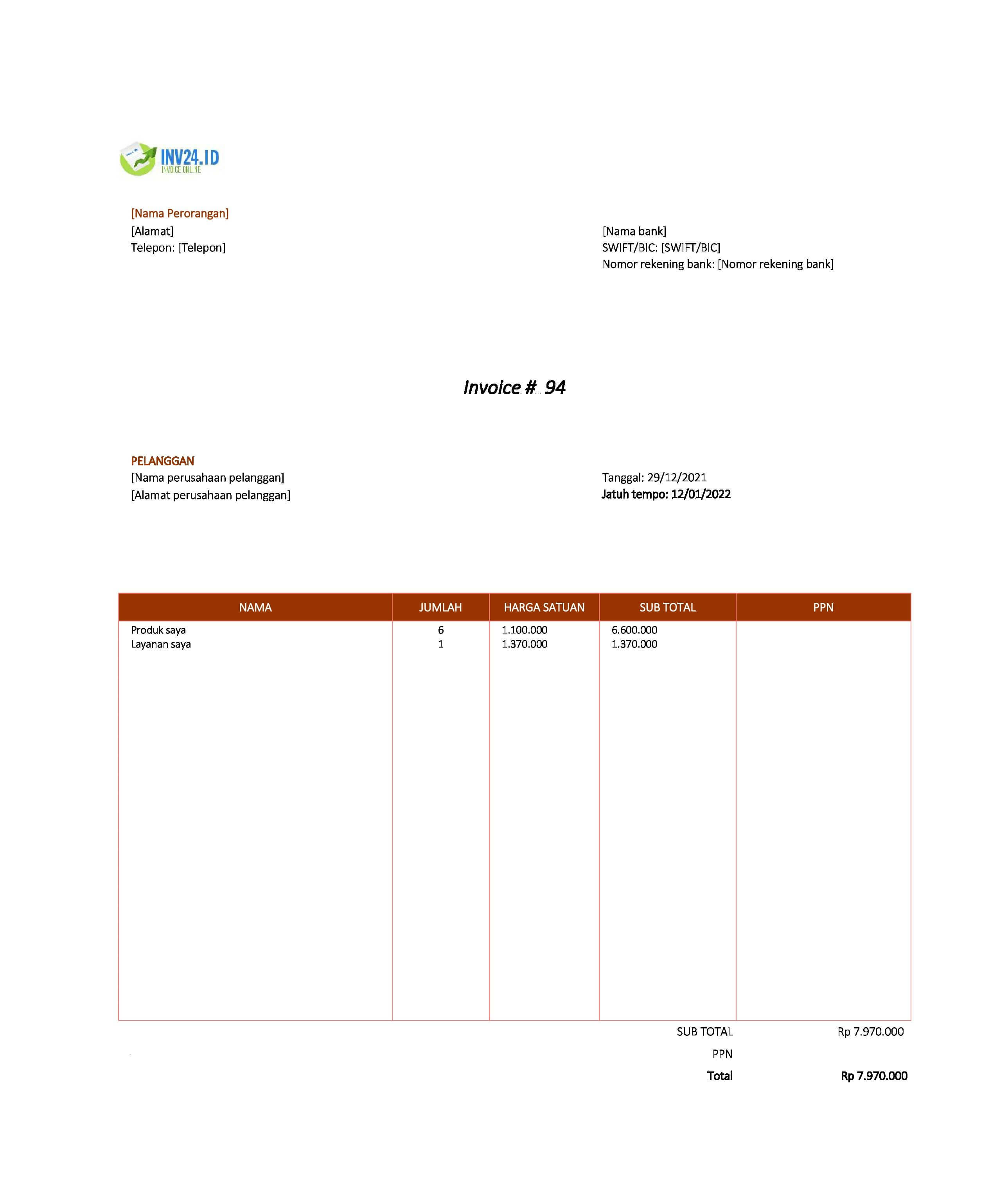 contoh invoice perorangan ke perusahaan contoh invoice perorangan ke perusahaan