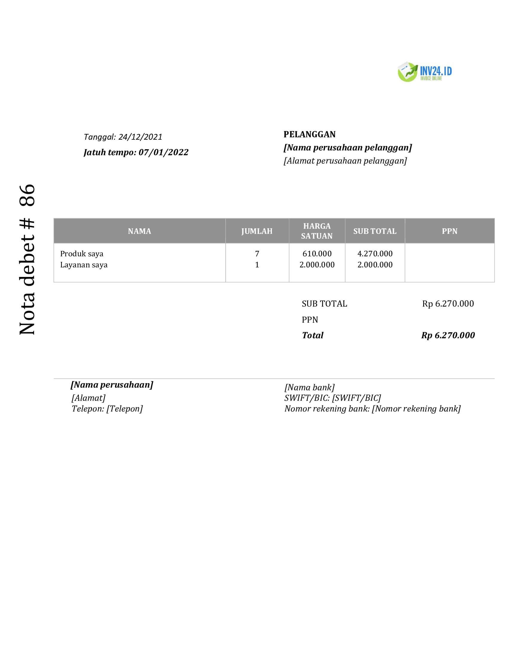 contoh nota debit