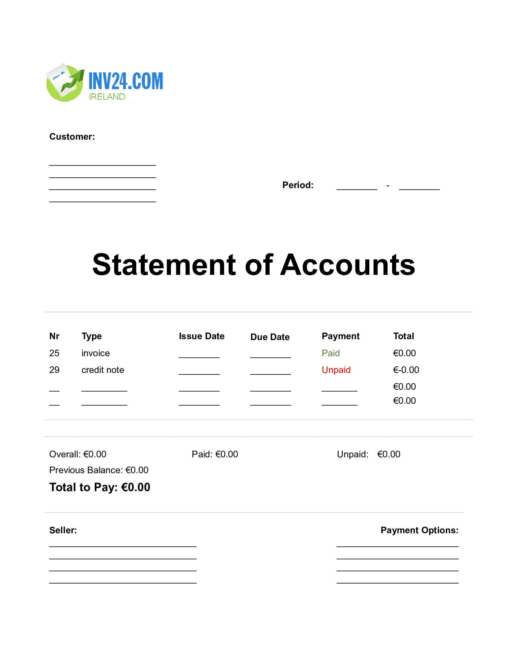 Statement of Accounts Template Doc Ireland (Word / Google Docs)