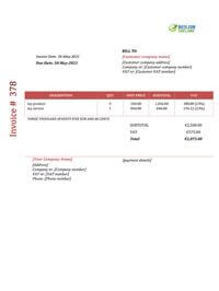 blank invoice template ireland