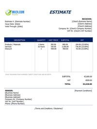 business estimate template ireland business estimate template ireland