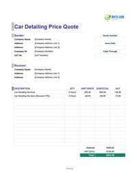car detailing quote template ireland