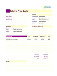 catering quote template ireland