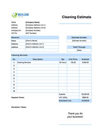 cleaning estimate template ireland cleaning estimate template ireland
