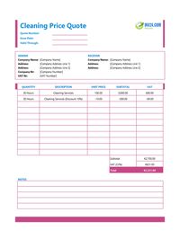 cleaning quote template ireland
