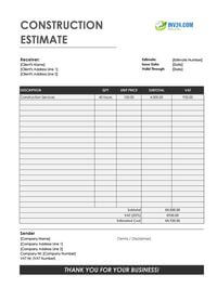 construction estimate template ireland construction estimate template ireland