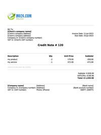 credit note sample ireland PDF