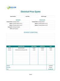 electrical quote template ireland