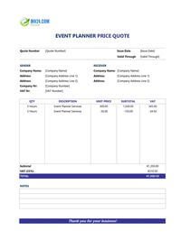 event planner quote template ireland