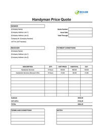 handyman quote template ireland