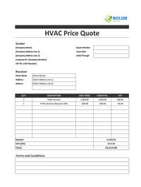 hvac quote template ireland