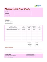 makeup artist quote template ireland