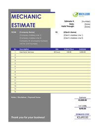 mechanic estimate template ireland mechanic estimate template ireland