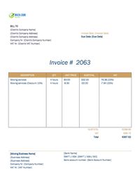 Moving invoice template ireland Moving invoice template ireland