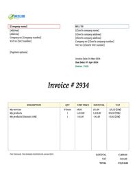 paid invoice template Ireland