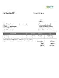 personalised invoice template ireland