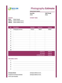photography estimate template ireland photography estimate template ireland