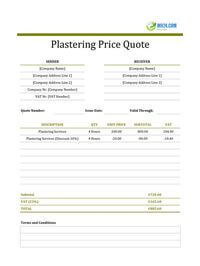 plastering quote template ireland