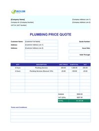 plumbing quote template ireland