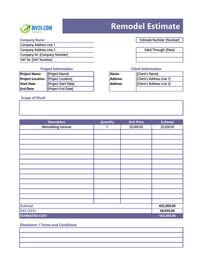 remodel estimate template ireland remodel estimate template ireland