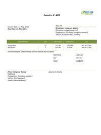 sales invoice template ireland