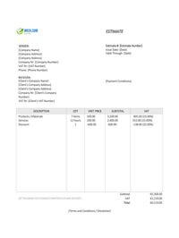 sample estimate template ireland sample estimate template ireland