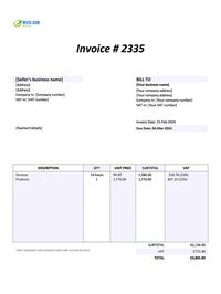 self-billing invoice template Ireland