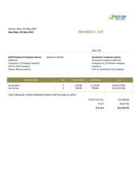 self employed invoice template ireland