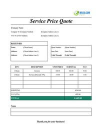 service quote template sheets ireland