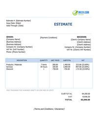 simple estimate template ireland simple estimate template ireland