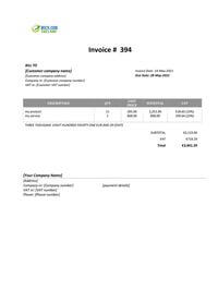 simple invoice template ireland