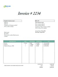 supplier invoice template Ireland