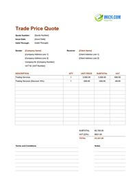 trade quote template ireland