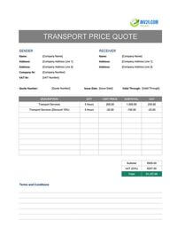 transport quote template ireland