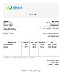 work estimate template ireland work estimate template ireland