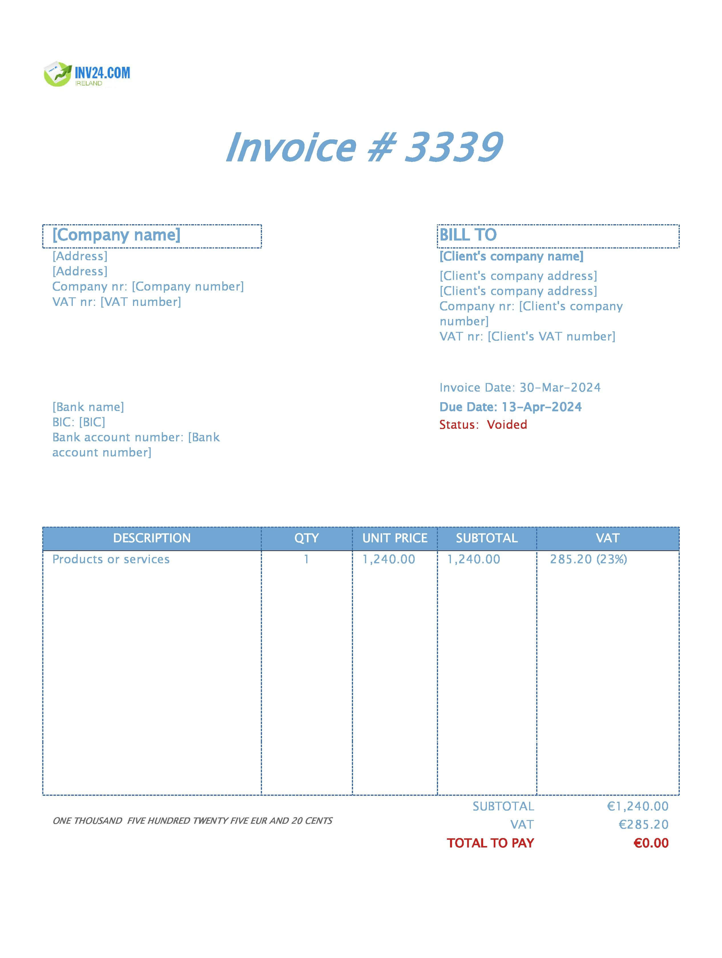 void invoice example